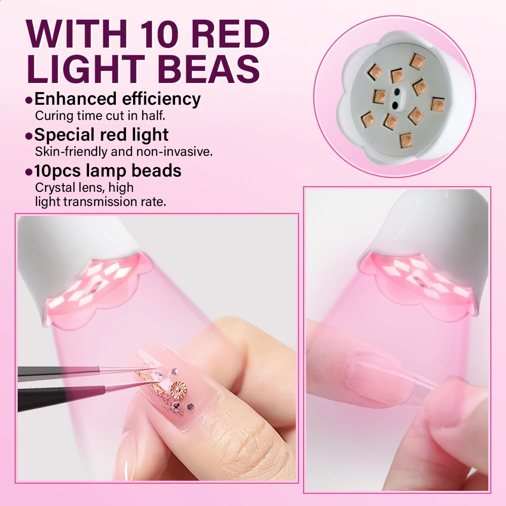 Cordless UV LED Nail Lamp for Gel Nails Polish 10W Rechargeable Fast Curing Nail Dryer Mini UV Light with 4 Timers Auto Sensor 250214