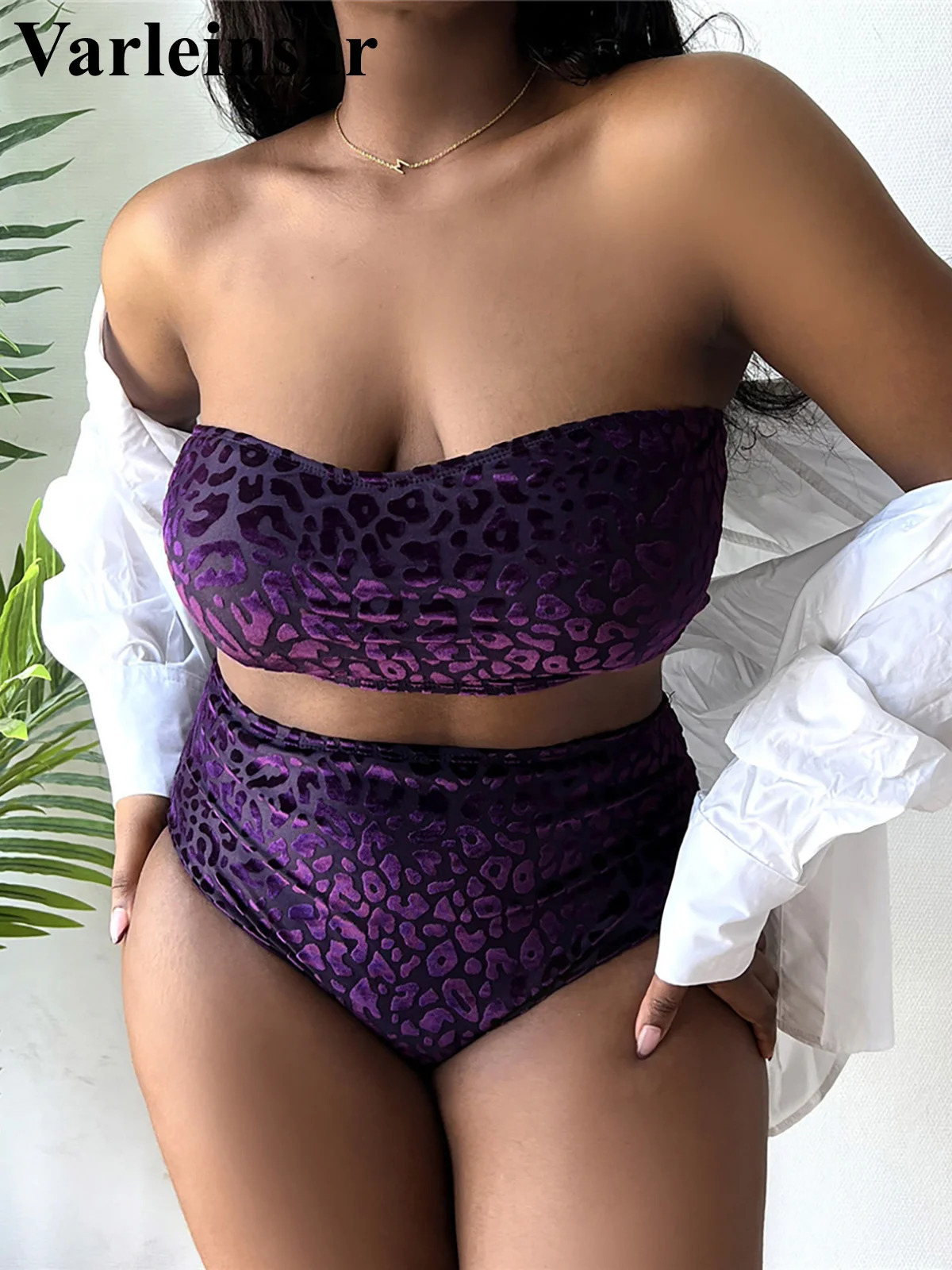 0XL 4XL Leopard Bikini Large Size Swimwear Plus Women Swimsuit Female Twopieces set Bather Bathing Suit V3977B 250219