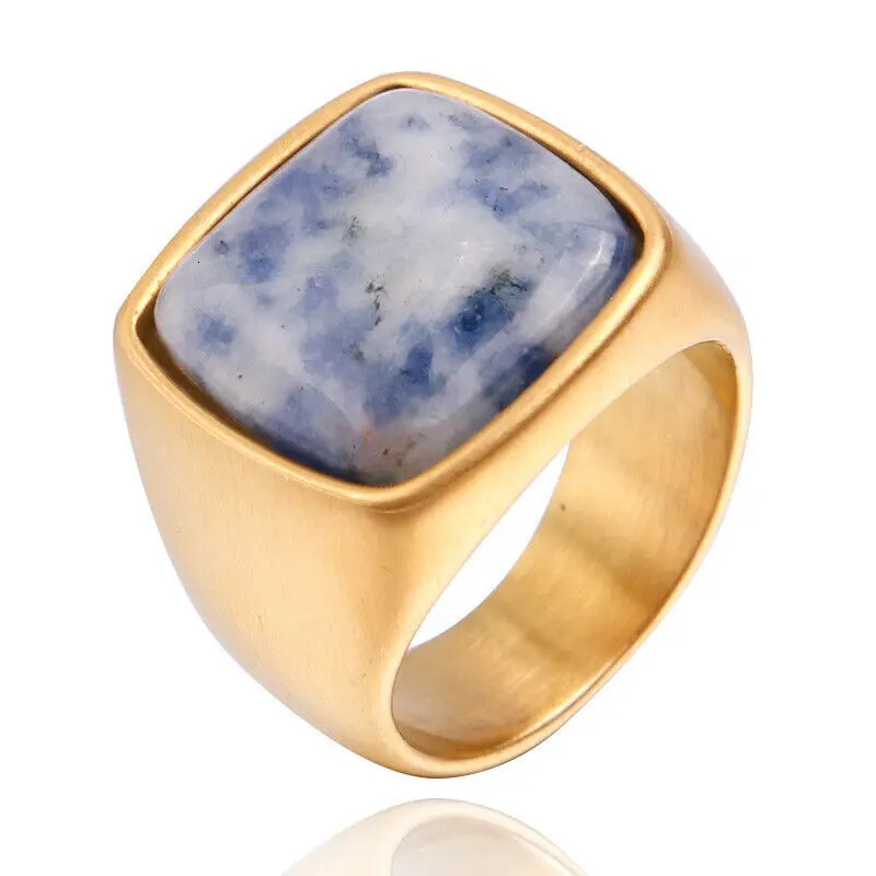 Black Onyx Tiger Eye White Dotted Sapphire Turquoise Stone Rings Size 5 - 15 250213