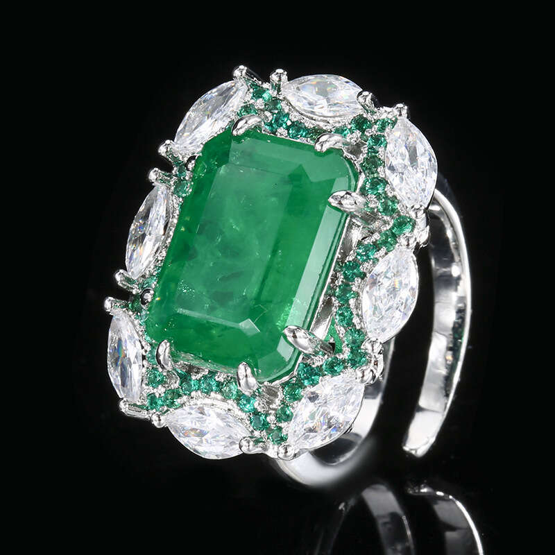 Jewelry set, jewelry necklace, ring, earring, emerald, palace style, high-end, fashionable women's batch