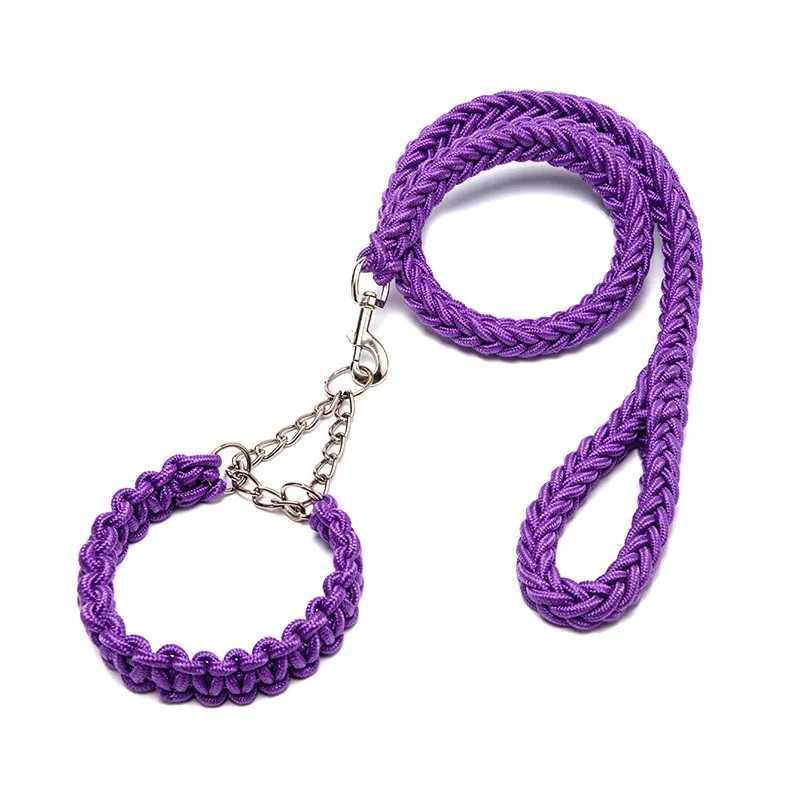 Braided Dog Collar Dog Leash Anti-impact P Chain Pet Leash Eight-strand Nylon Leash Dog LeashXJ250218