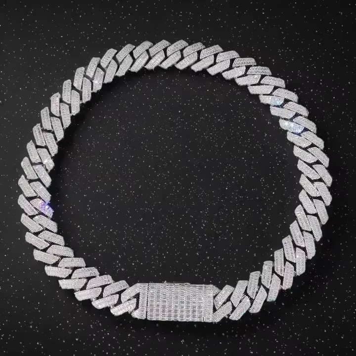 yin Custom Wholesale Sterg Sier Jewelry Moissanite Cuban Chain Exquisite
