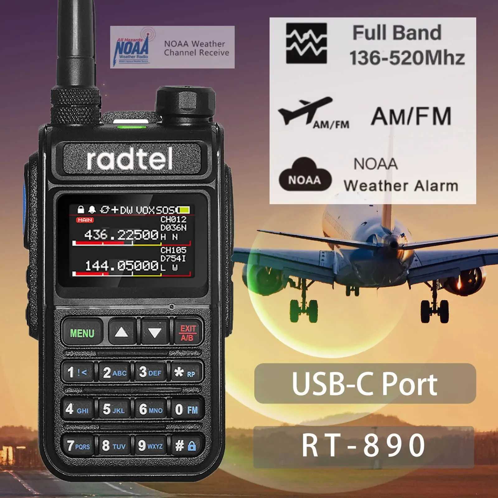 Radtel RT-890 Full Band Ham Radio Amateur 2 Way Radio 999CH Walkie Talkie AM Air Aviation Band Color Scanner Marine NOAA ScanXJ250219
