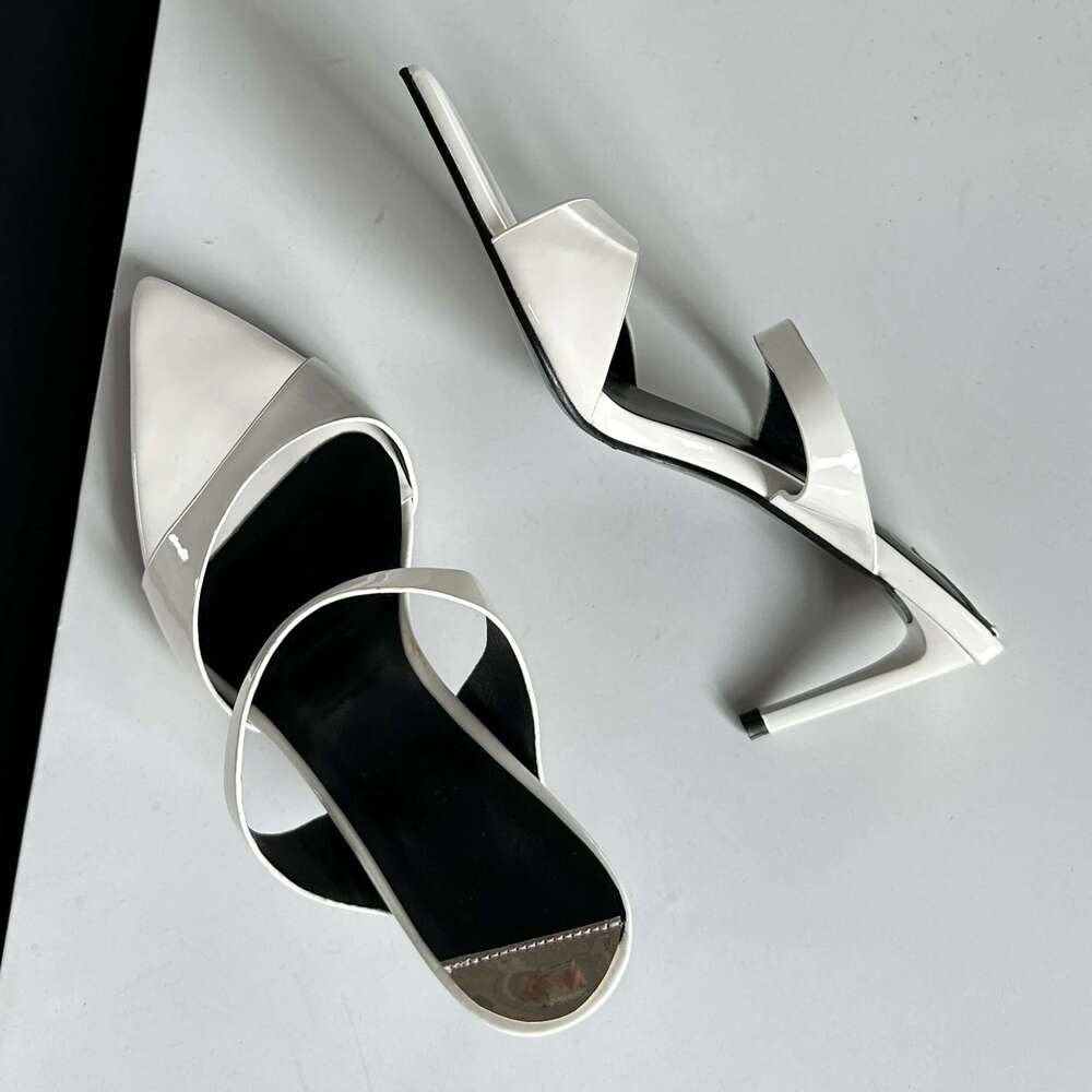 Summer Thin High Heels Women Slippers Fashion Narrow Band Pointed Toe Strippers Banquet Sandals Slides Shoes