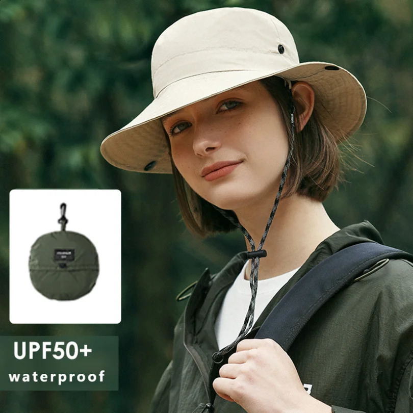 Waterproof Bucket Hat for Women 6cm Brim Sun Foldable Hangable Outdoor Hiking Camping Panama Caps Quick Drying Basin Cap 250117