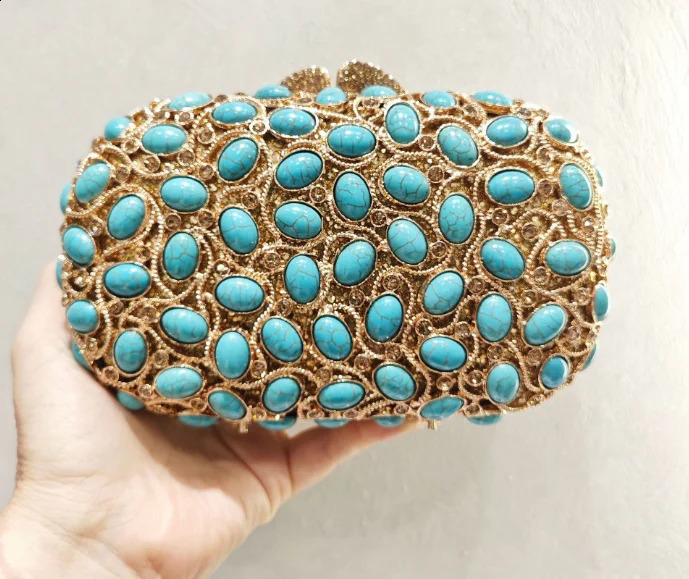 Stones Evening Bag Diamond Party Clutch Purse Women Wedding Long Chain Clutches Metal Minaudiere Rhinestone Purses Bags 250213