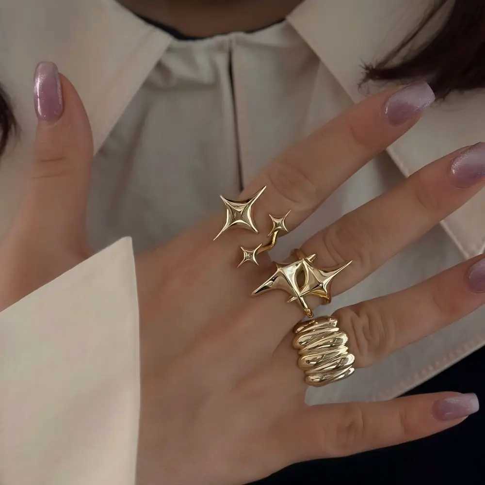 New Fashion Stainless Steel Chunky Smooth Rings For Women Creative Water Drop Shape Rings Jewelry GiftXJ250219
