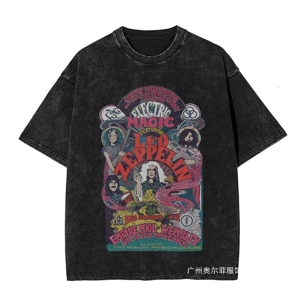 Heavy Metal Music Band Washed T Shirt Streetwear Vintage T-S
