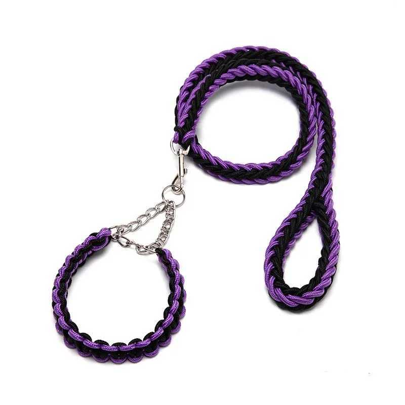 Braided Dog Collar Dog Leash Anti-impact P Chain Pet Leash Eight-strand Nylon Leash Dog LeashXJ250218