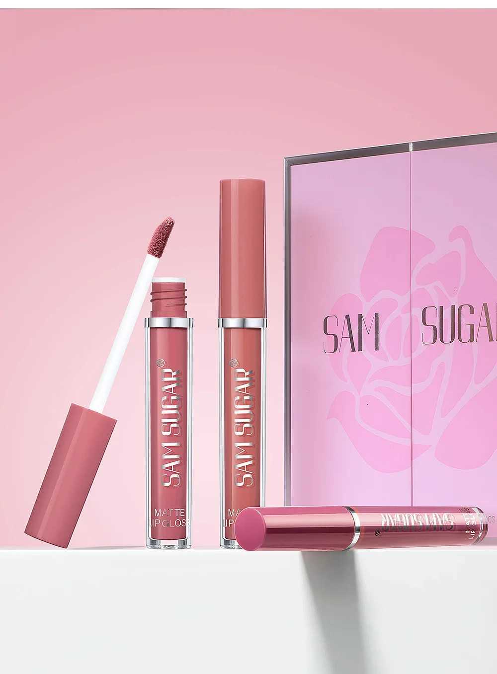 6-color/set matte long-lasting non-stick cup lip gloss set hold makeup show color lip glaze waterproof velvet Liquid lipstickW250219