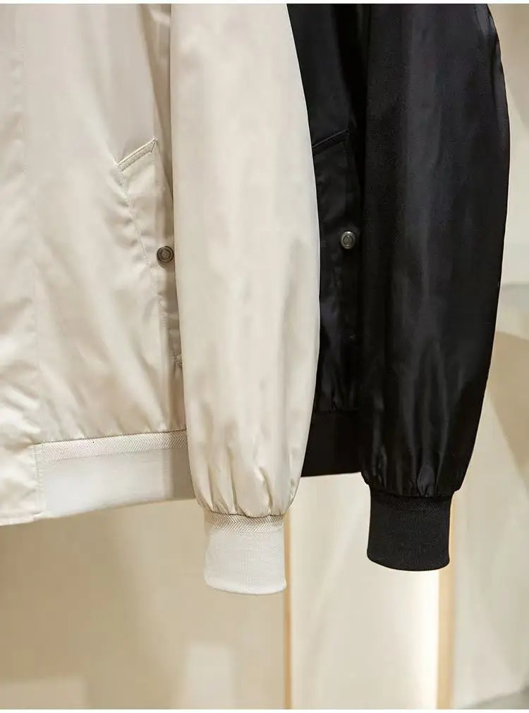 Simple and stylish spring mens baseball collar pilot jacket 250214