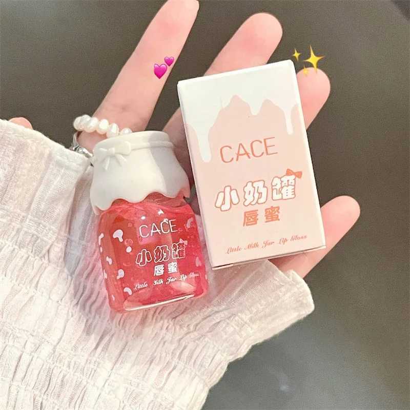 CACE Cute Milk Jar Lipgloss Lip Plumper Oil Moisturizing Lipstick Peach Colorless Glitter Lipgloss Long Lasting Lipgloss MakeupW250219