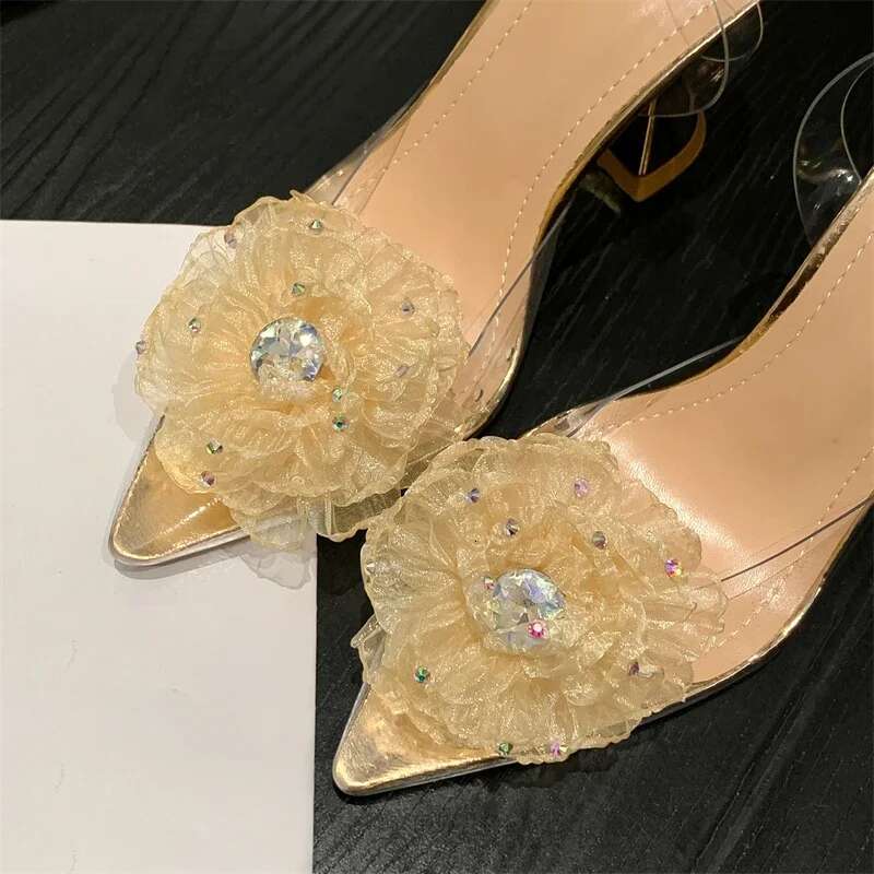 Spring Fashion Crystal wer Designer Women Pumps PVC Transparent High Heels Sexy Pointed Toe Party Dress Sandals Shoes