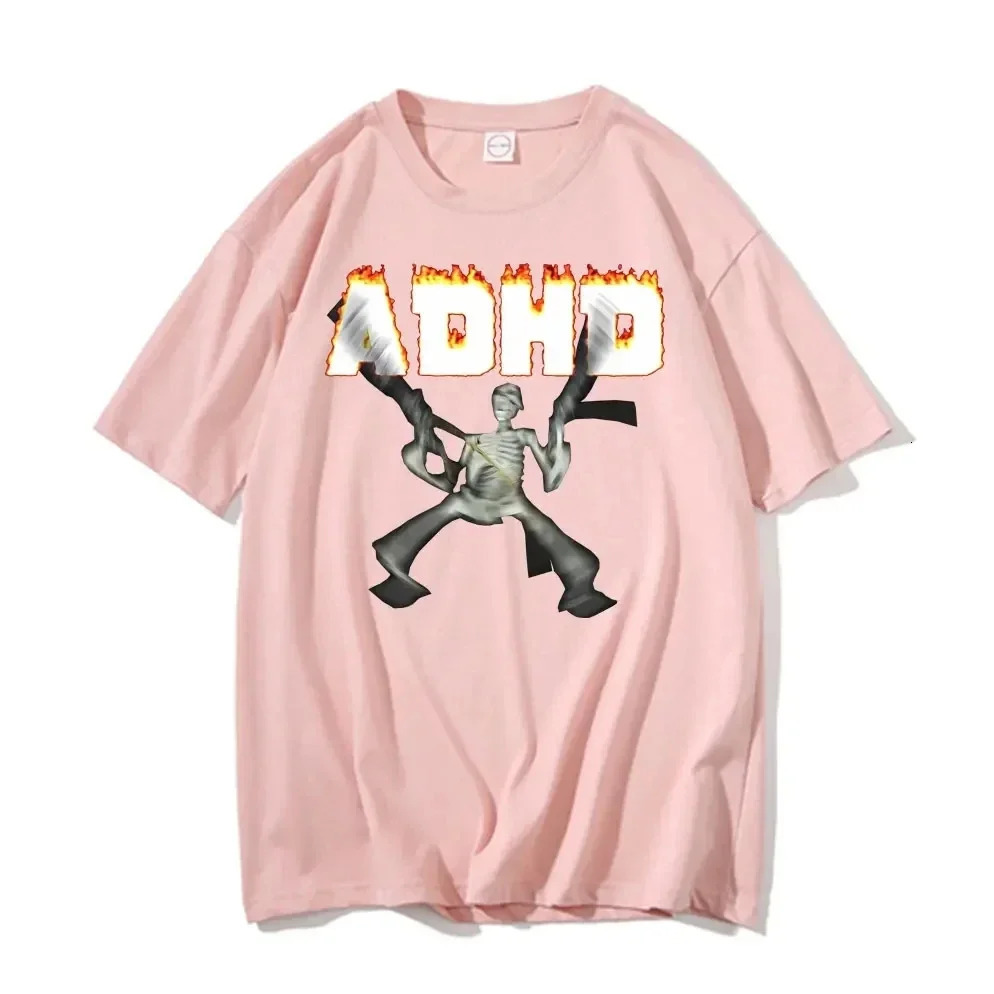 Adhd Skeleton Meme T-shirts Classic Vintage Humor Horror Funny Skull T Shirt Men Women Casual Hip Hop Summer Oversized T Shirt 250217