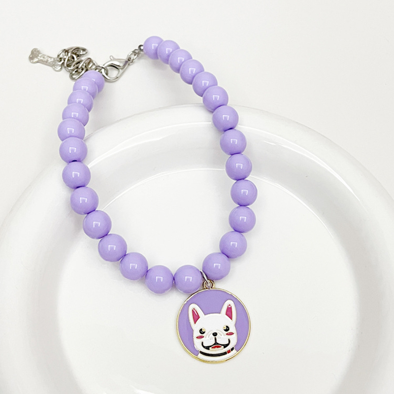 Fashion Colored Dog Necklace with Small Dog Charm, Cute Dog Necklace, Adjustable Pet Necklace for Small Medium Dog Chihuahua Birthday Gift, Party Dres