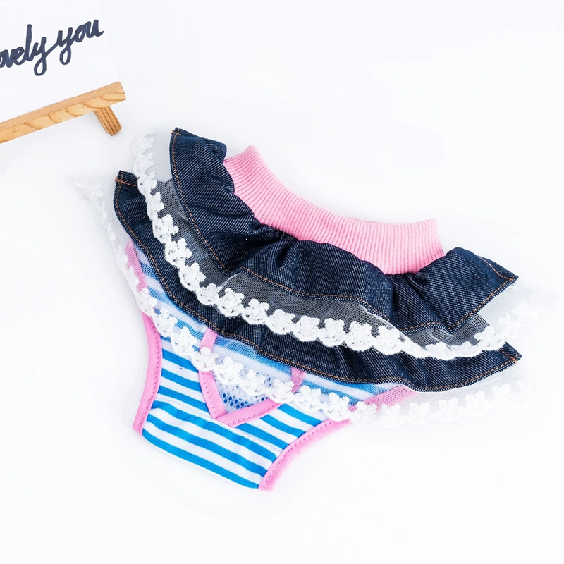 Adorable Cartoon Design Pet Sanitary Panty with Lace and Bow for Small Dogs - Multipurpose Menstrual Diaper