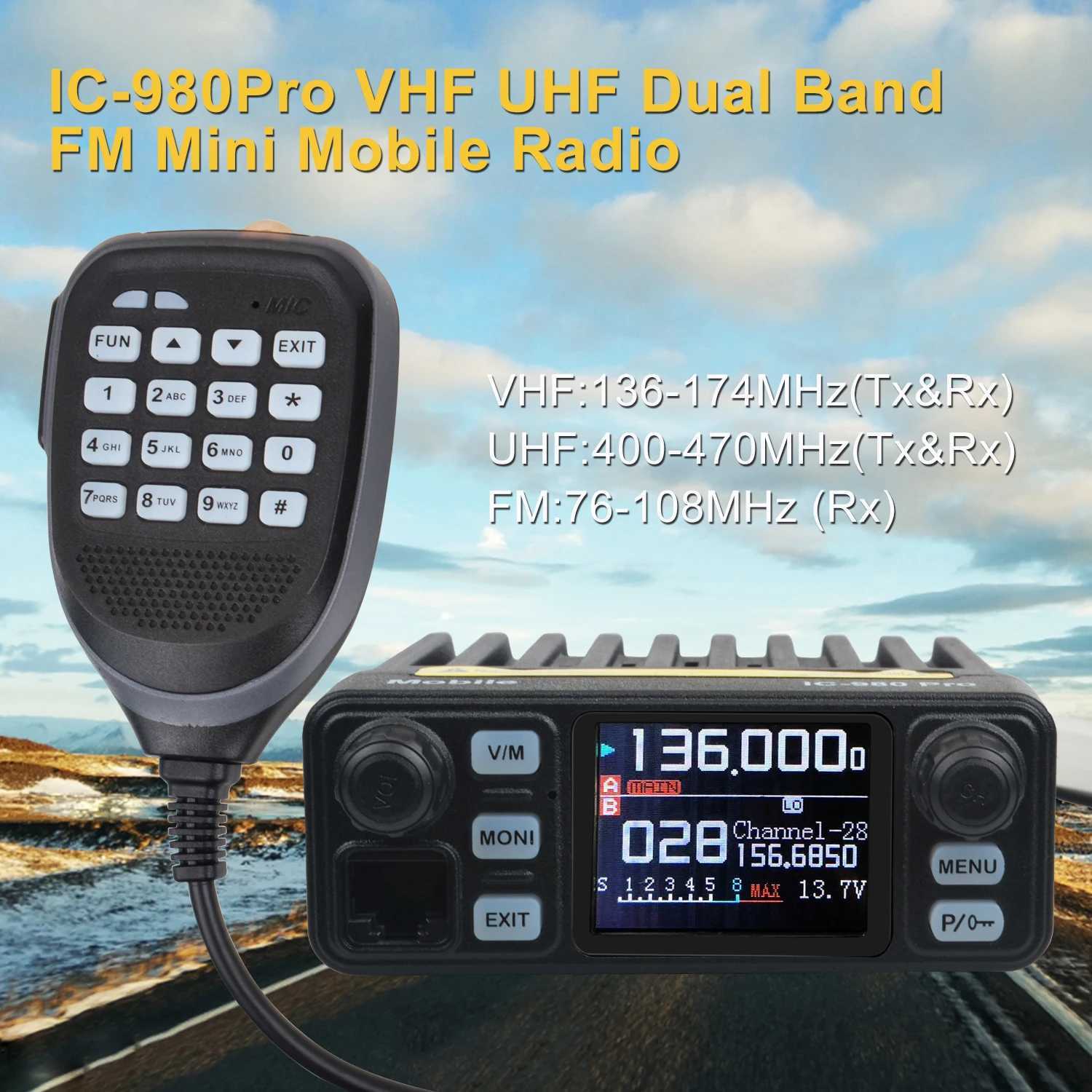 Hiroyasu Walkie Talkie IC-980Pro VHF UHF Dual Band Dual Watch 25W 200Ch Noise Reduction Mini FM Vox Scrambler Mobile RadioXJ250219