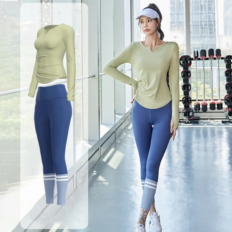 Women Workout Clothing Gym Yoga Set Fitness Sportswear Pants Sports T-shirt Seamless Leggings Active Wear Outfit Suit 250219