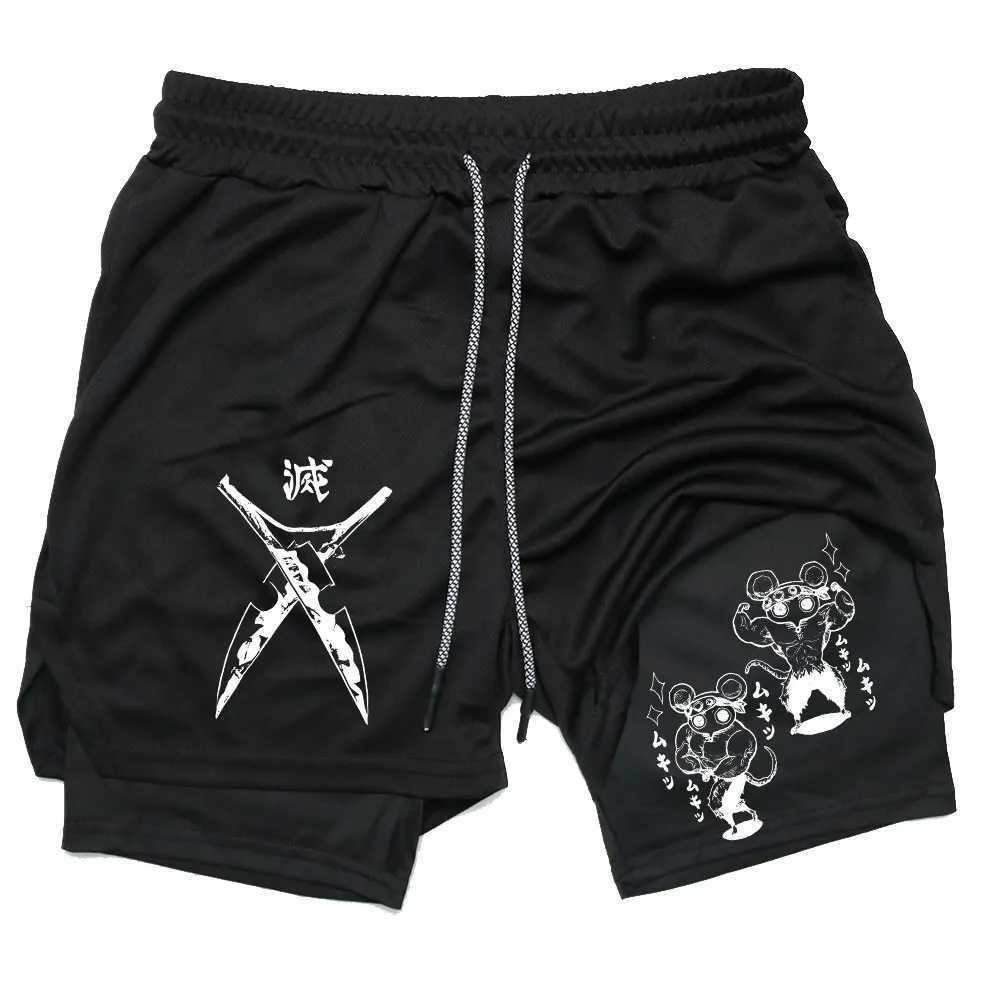 Mens compression shorts anime demon killer printed beach shorts gym fitness running quick drying shorts summer printed sportswear W250219