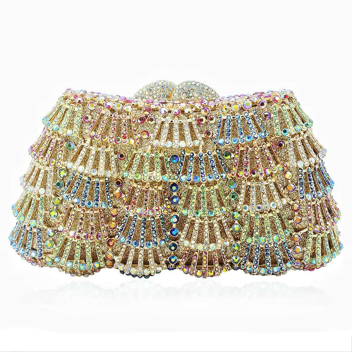 XIYUAN Women Crystal Clutch Evening Bags Wedding Party Rhie Handbags Bridal Purse Female Designer Hollow Clutches