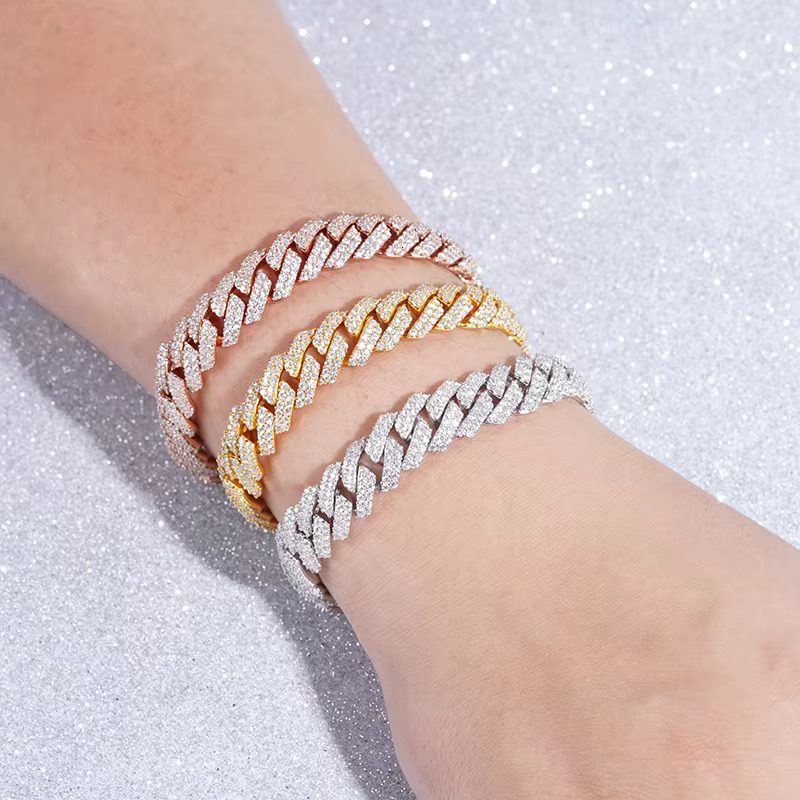 Starsgem Hip Hop Rich Men Popular 12mm 10mm k Set Cuban Chain Bracelet