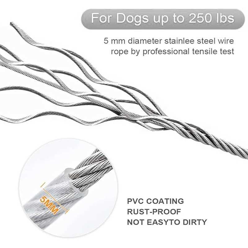 Dog Tie Out Cable10/20/30/50 Feet Dog Leash Yard Walking Leash Wire Dog Leash with Premium Clip for Dogs Under 250 lbsXJ250218