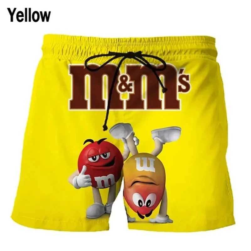 Interesting M M Chocolate Bean Beach Shorts for Men 3D Printed M M Board Shorts Summer Quick drying Sports Shorts W250219