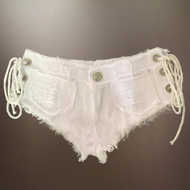 Sexy WomenS Crystal Shorts Jeans Denim Micro Mini Jean Ultra Low Rise Waist Summer Clubwear Pole Dance OS254 250217