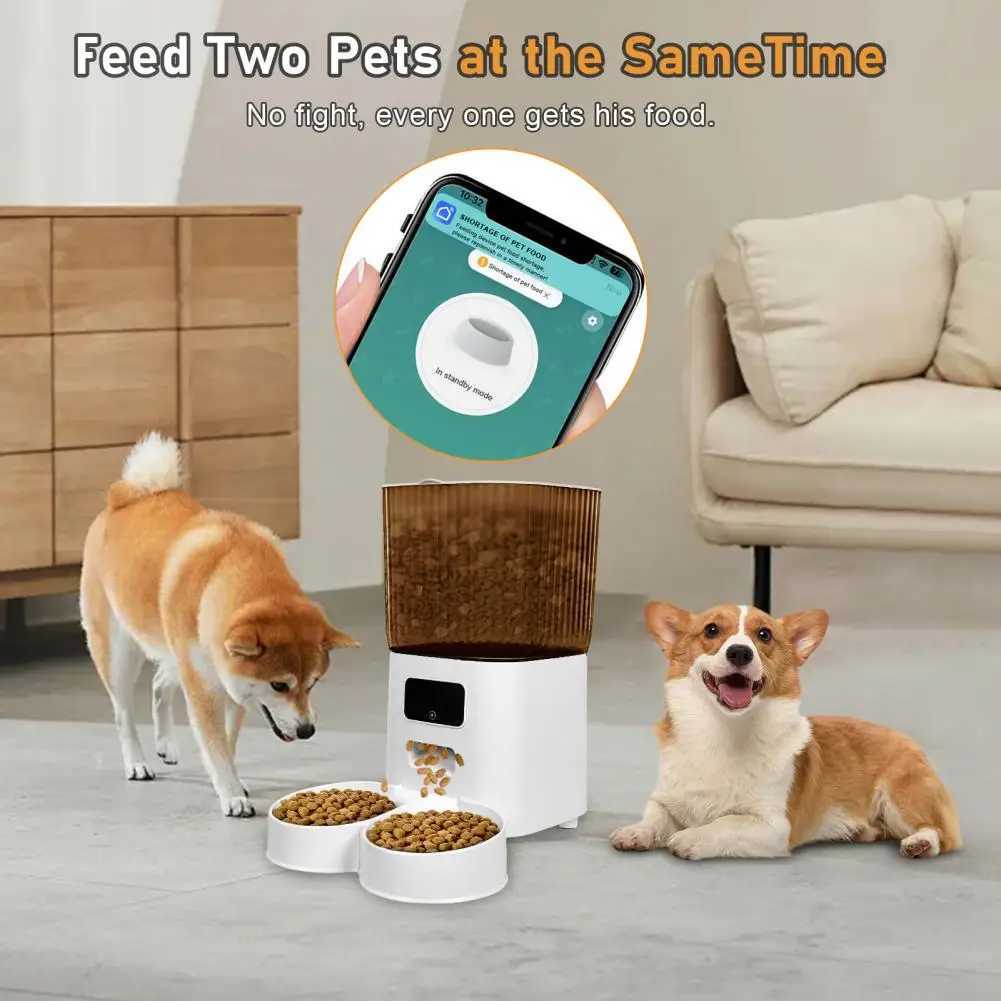 Dog Feeders Smart Pet Feeder with Dual Bowls WiFi APP Remote Control 5L Transparent Storage Bucket Automatic Cat Food Dispenser H250218