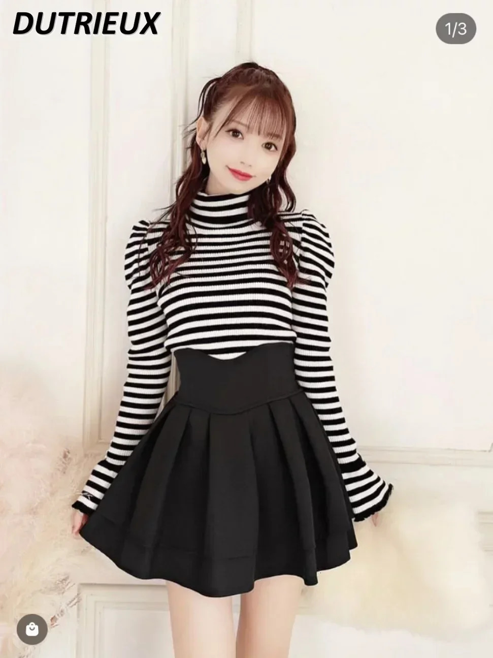 Japanese Lolita Skirts Ruffled Pleated Plaid Skirt Women Spring Elastic High Waist Slimming Gentle Mini Culottes 250213
