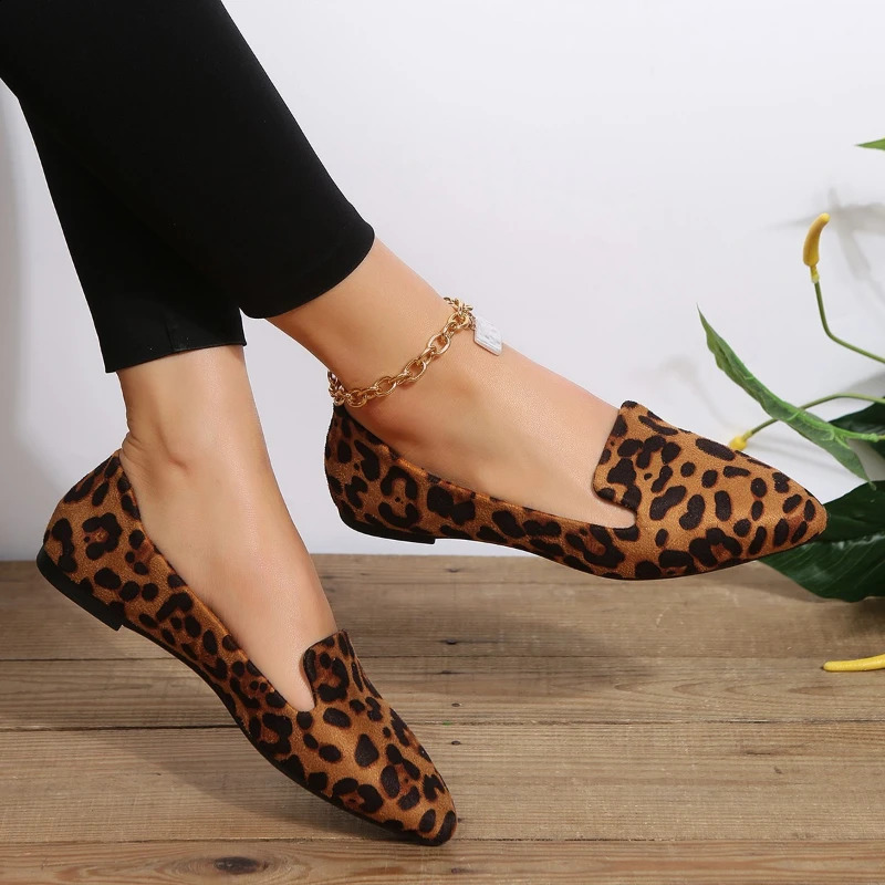 BCEBYL Loafers Flats Leopard Pointed Toe Casual Women Shoes Comfortable Walking Mujer Zapatos Wear-resisting 250122