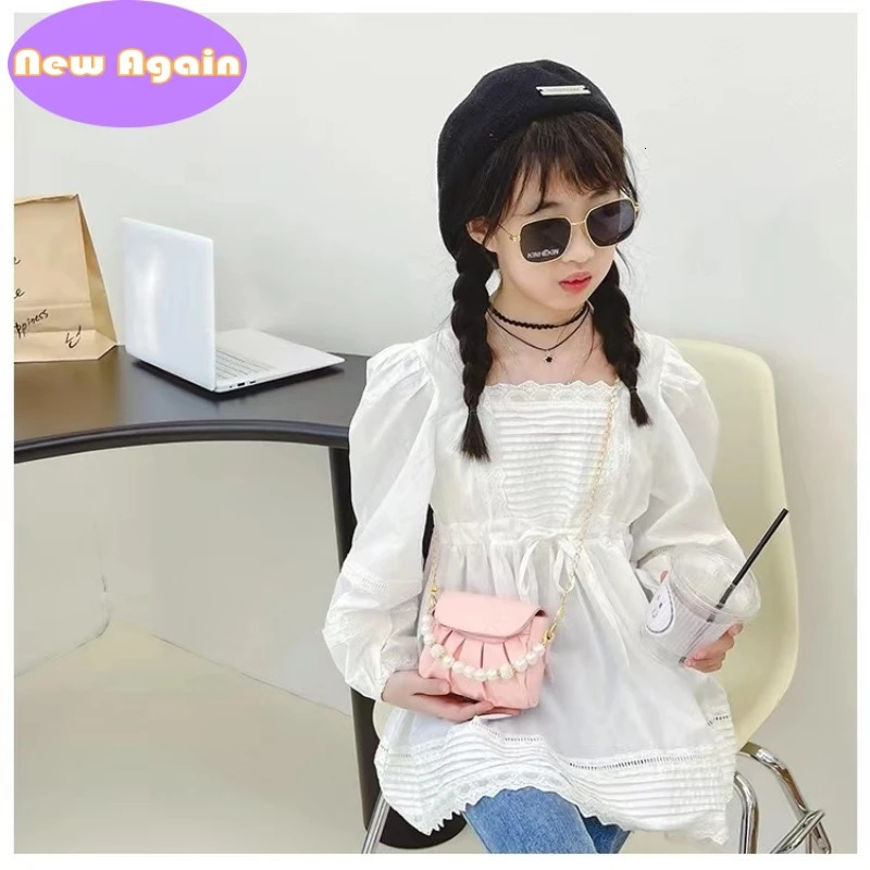 Two way use Kids Pearl messenger bags Girls lovely fold crossbody Bags Childrens Princess mini Purses Baby Kid Bag NA050 250219