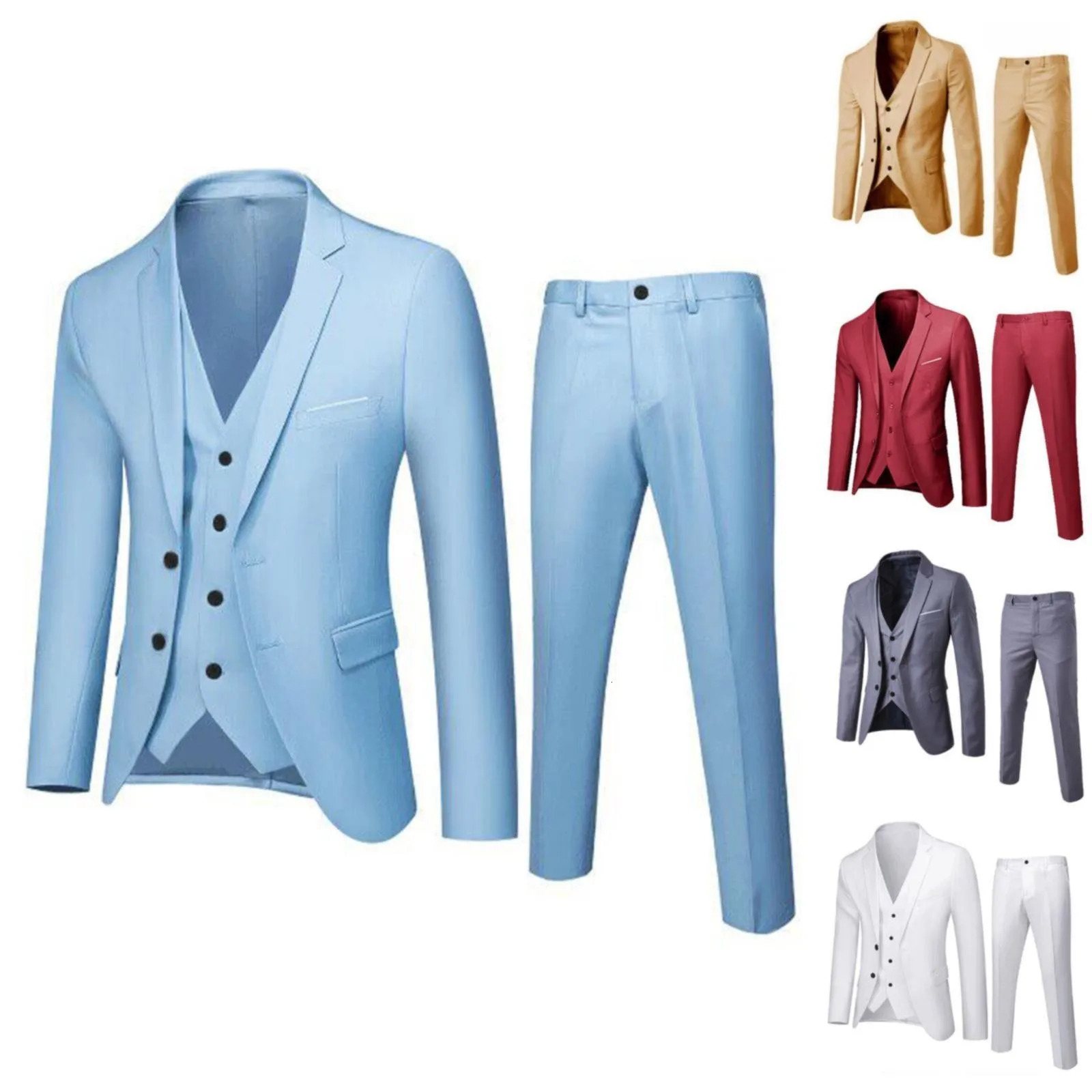 Mens Wedding Suit Business Formal Party Dance Suit Classic Lapel Jacket Vest Pants Full Coats Suit Slim Blazers 3 Piece Set 250213