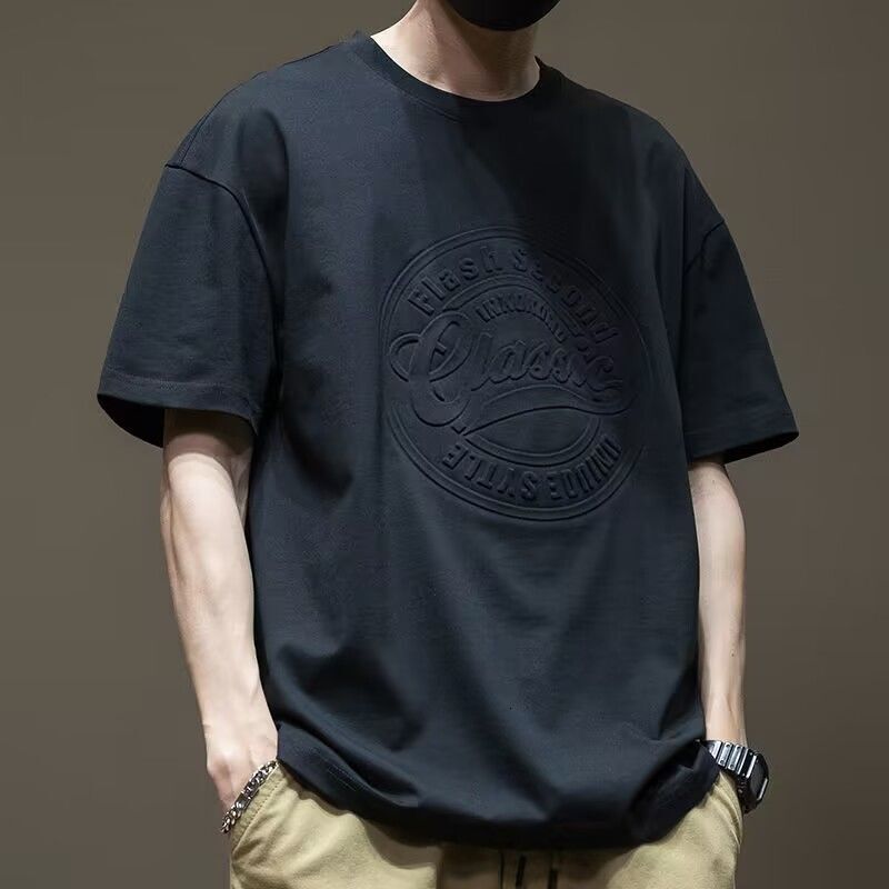 Black Short Sleeved Personalized Print High-end Summer New Trend Designer T-shirt Loose Casual Oversized Men's Half Sleeved T-shirt