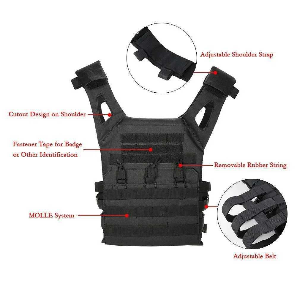 Adjustable 600D Oxford Body Armor Molle Hunting JPC Vest Lightweight Army Plate Carrier Vest Water-repellent Jungle EquipmentXJ250219