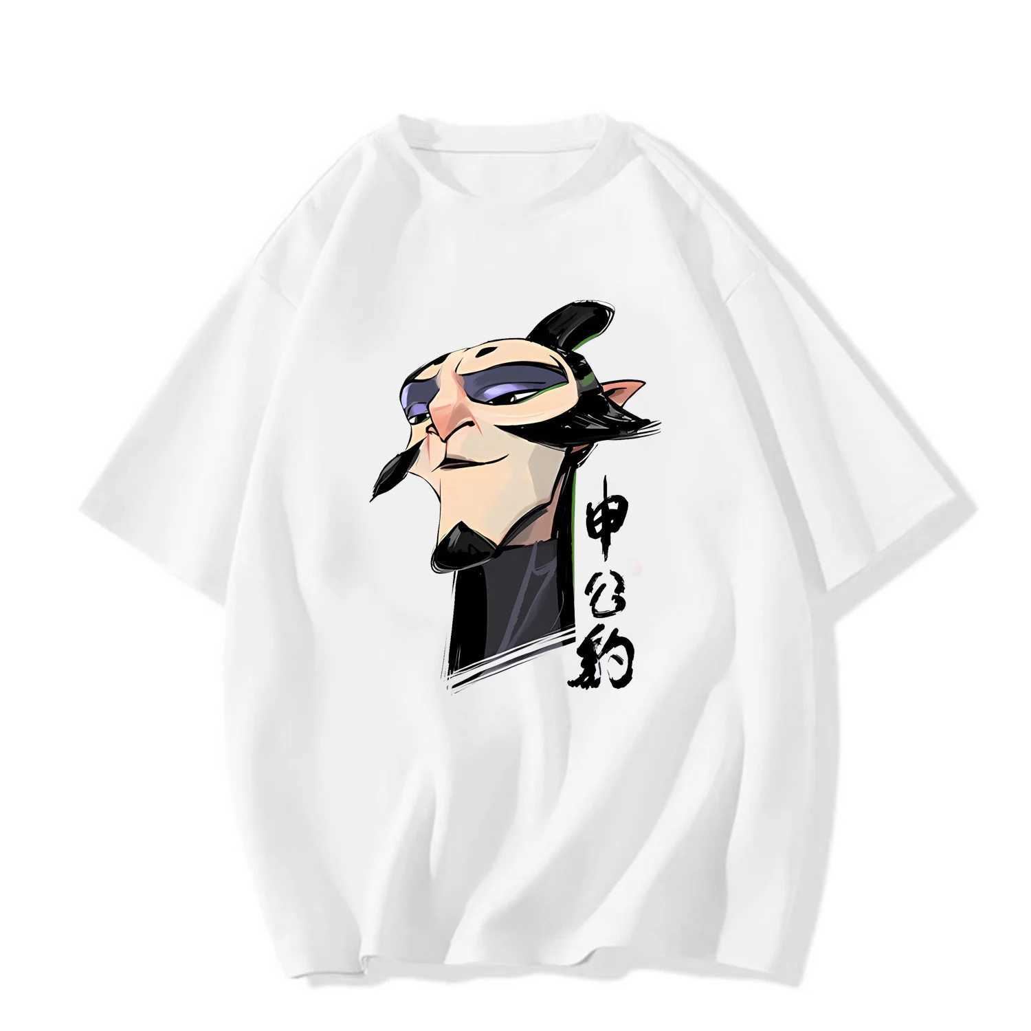 Nezha 2 Anime Printed T-shirt Ao Bingshen Male Leopard Taiyi Real Stone Lady Pattern Short Sleeve 100% Cotton Harajuku M250219