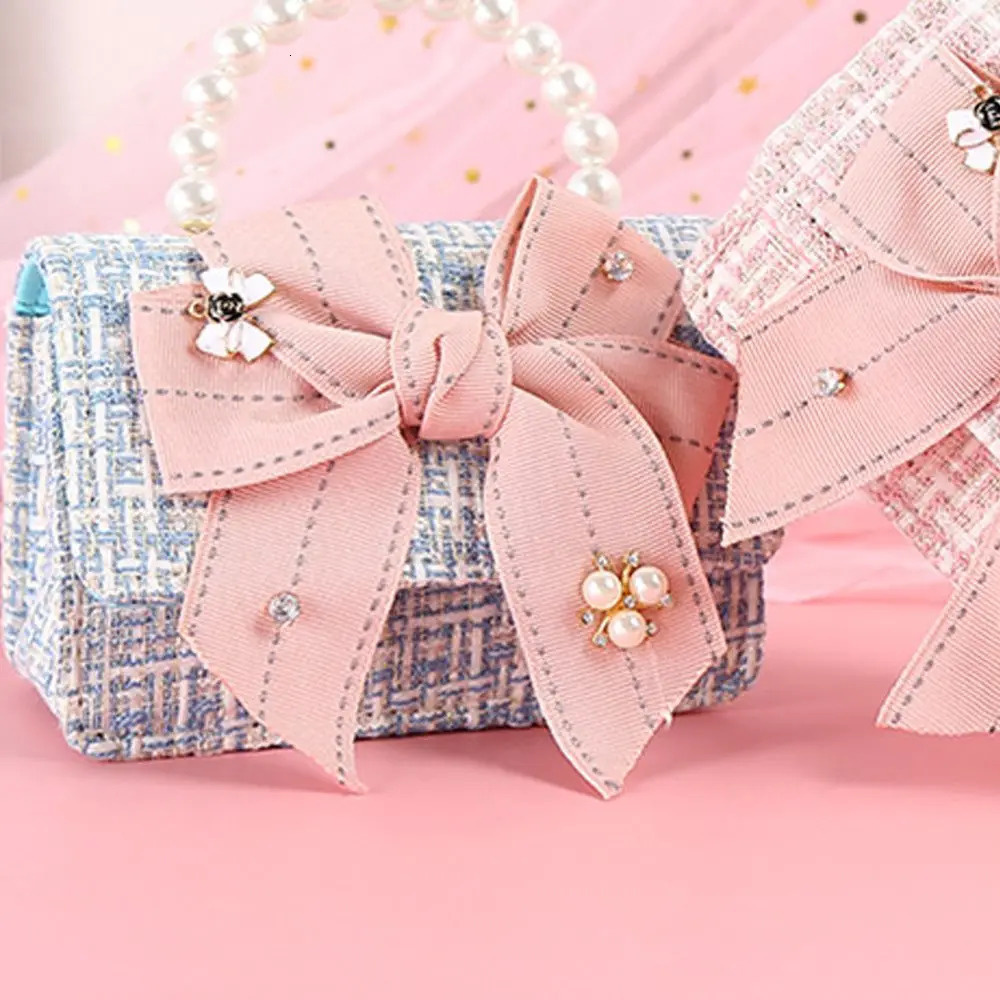 Fashion Mini Korean Handbags Kids Purses Bow-knot Crossbody Cute Pearl Hand Bags Tote Little Girl Small Party Coin Pouch 250219
