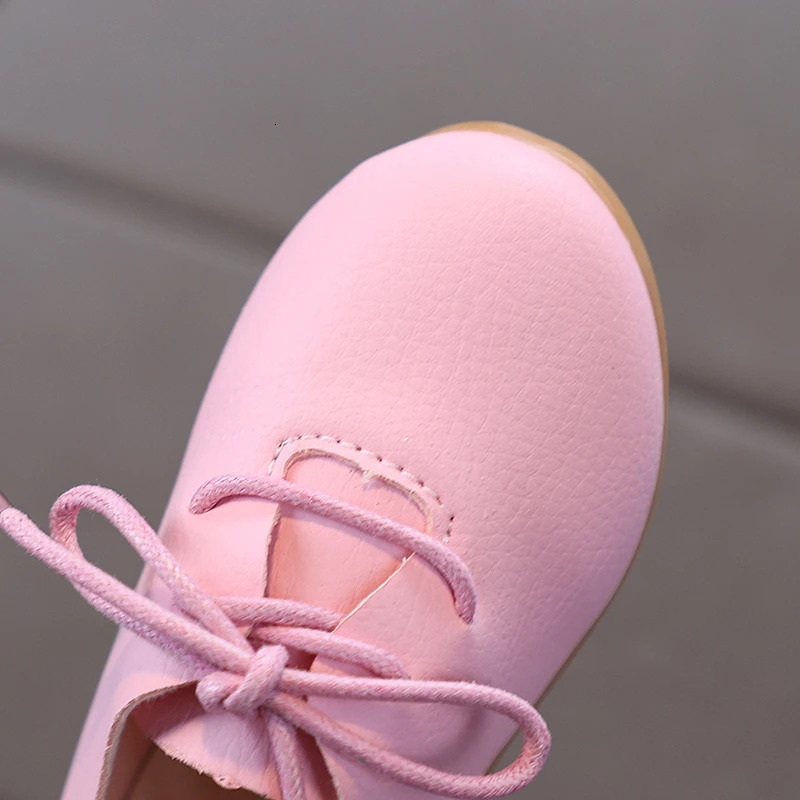 Spring Children Leather Shoes Lace-up Solid Color Matte Kids Flat Shoes Light Flexiable All-match Leisure Fashion Girls Shoes 250219
