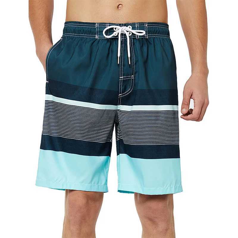 Men's Shorts Colorful Stripe Pattern Beach Shorts For Men USA Flag 3D Print Swim Trunks Summer Surf Board Shorts Loose Short Pants Streetwear z25