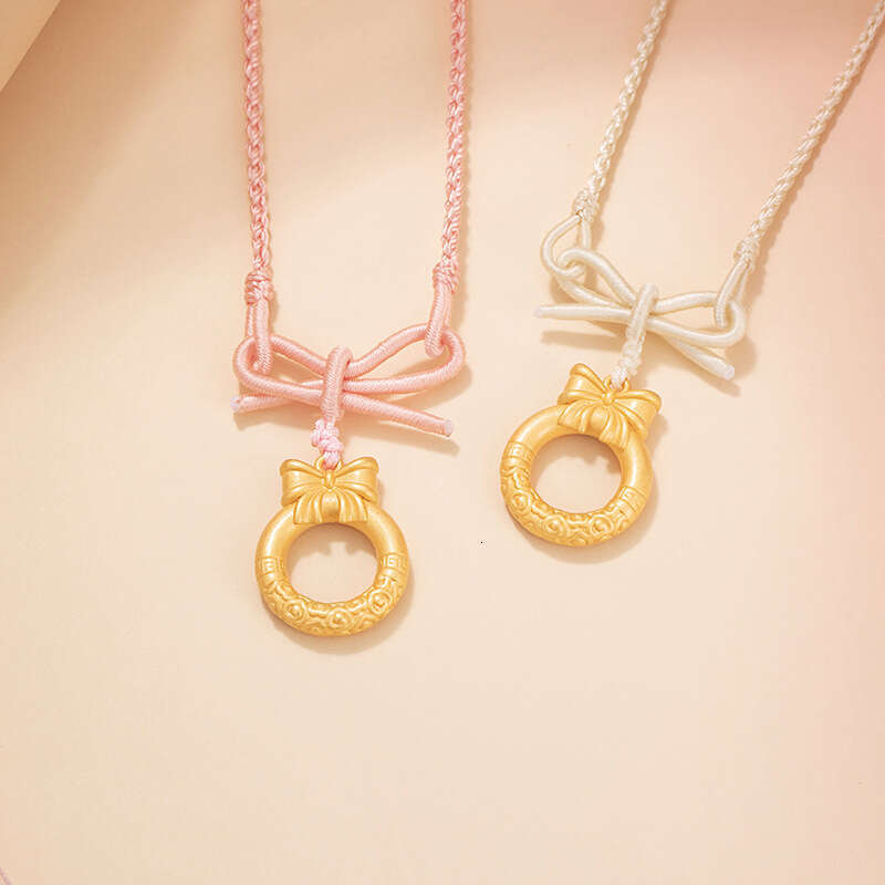 Princess on the run, 999 sier women's sweet and cute style, hand woven necklace, ins, light bow pendant