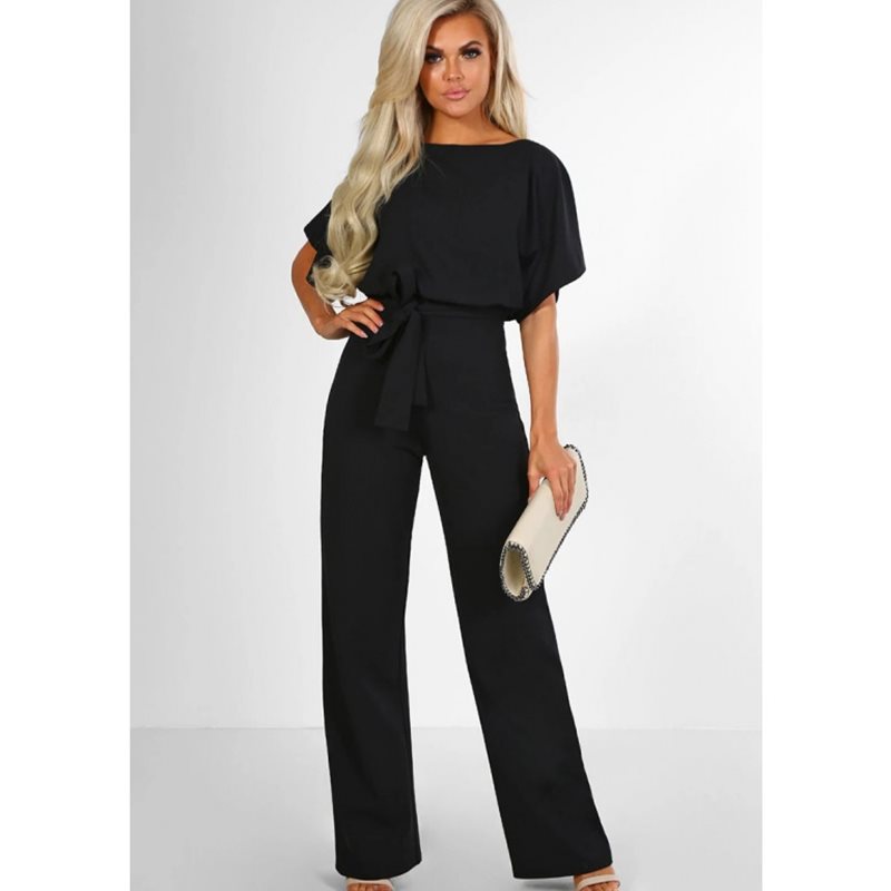 Summer Button Lacing Jumpsuit Fashion Short Sleeve Overalls Women Pure Patchwork Romper Elegant Falbala Straight Jumpsuits