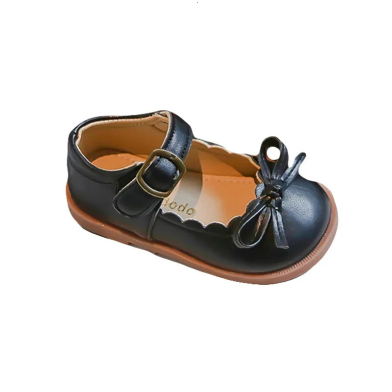 Cute Beading Mary Jane Shoes Kids Low Heel Girls Evening Party Dress Shoes Black White School Shoes for Children with Bow H03015 250219