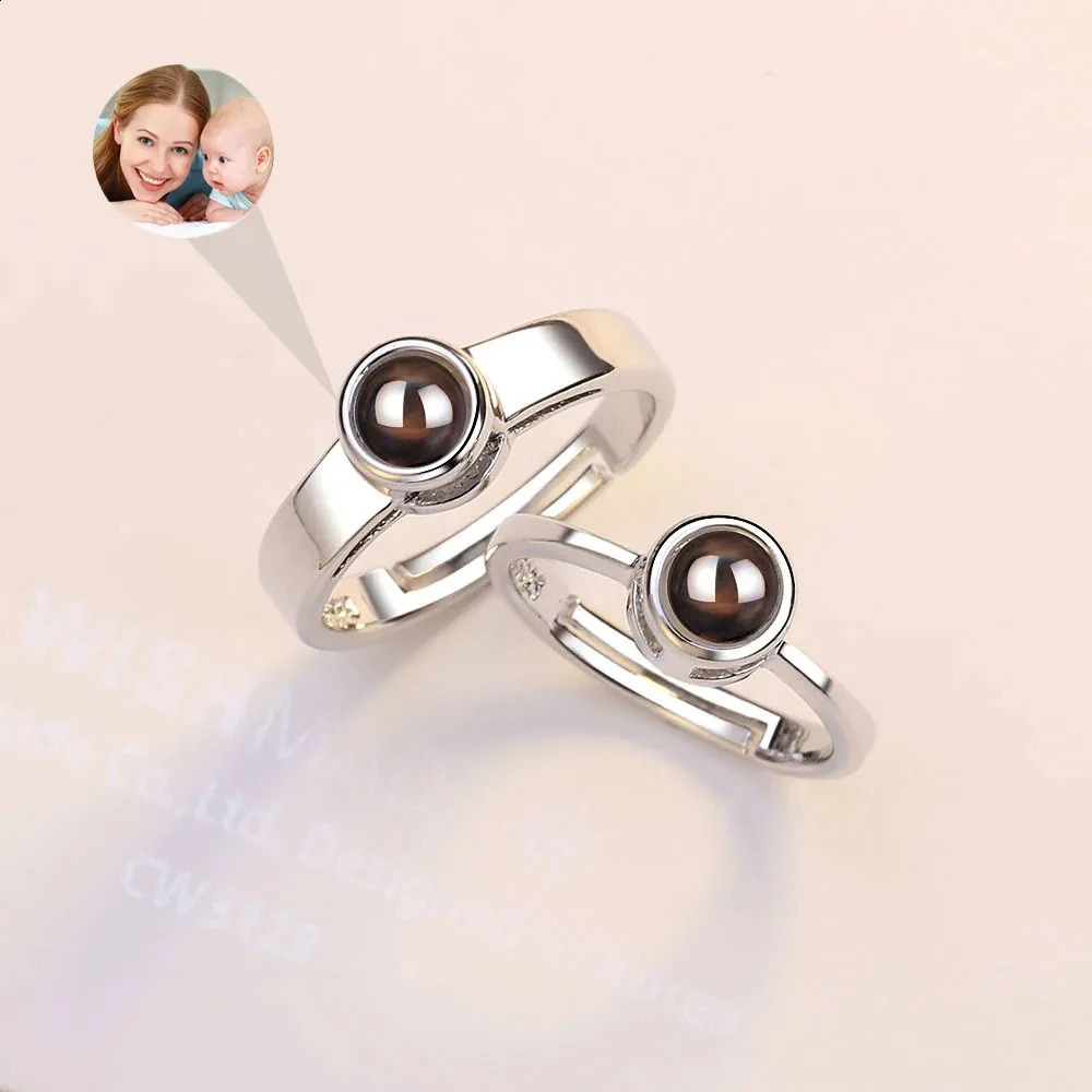 2pc Personalized Custom Po Projection Rings For Women Men Couples Ring Gifts For Her Valentines Day Gifts Memorial Jewelry 250214