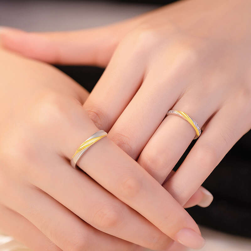 Mobius sterling silver lovers small design luxury Qixi Valentine's Day star pair ring
