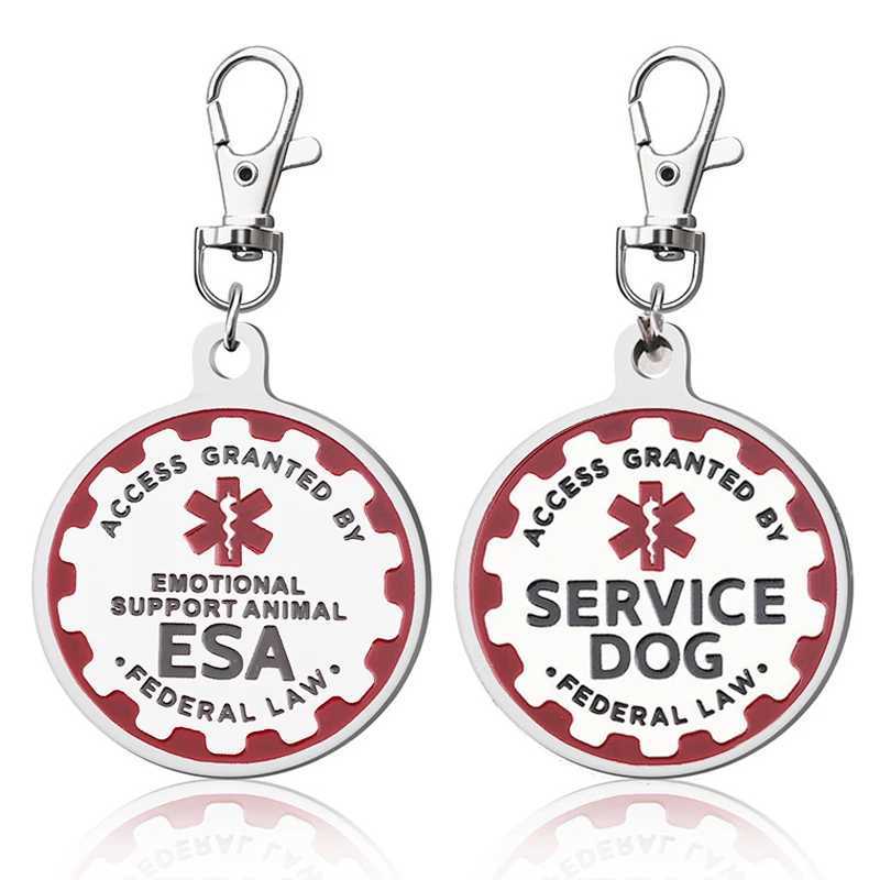2Pcs Service Dog Tags Stainless Steel Engraved Nameplate Emotional Support Animal ESA Service Dog ID Tags Dog Collar AccessoriesXJ250218