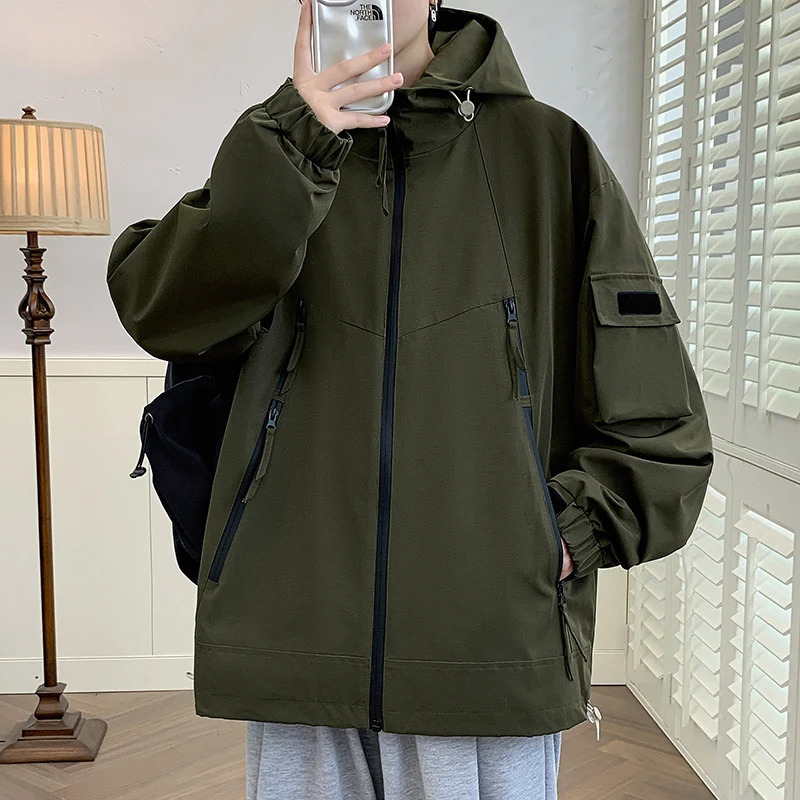 Autumn Mens Jacket Korean Fashion Casual Hooded Coat Spring Wearresistant Outdoor Jackets Street Trend Large Size M8XL 250210