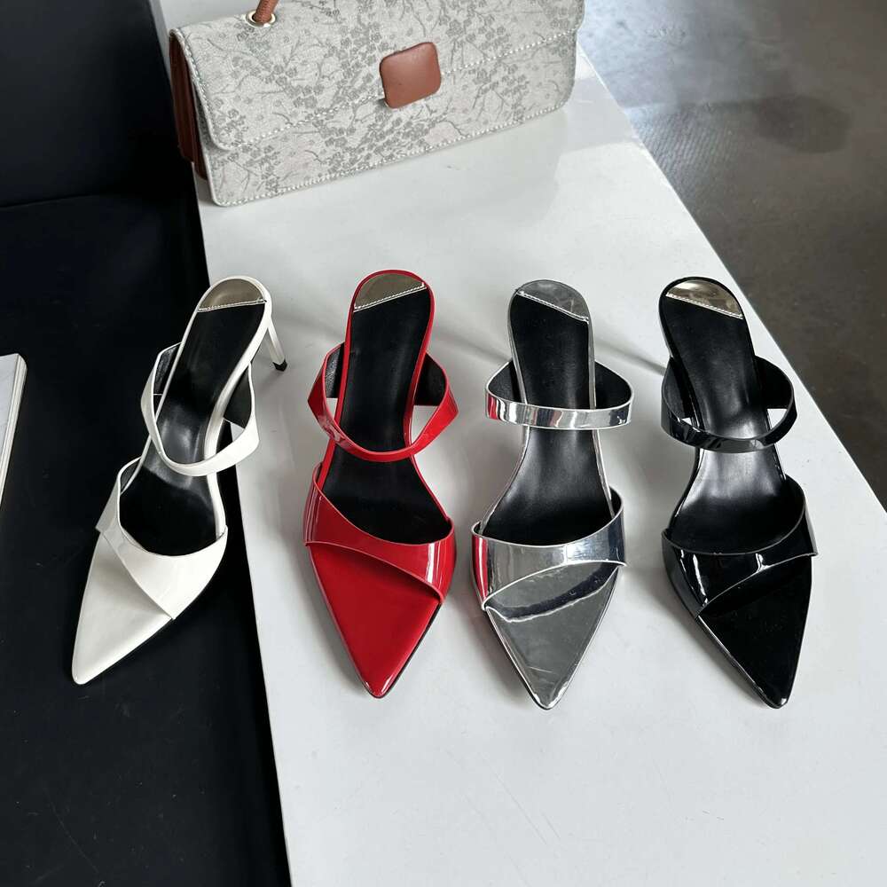 Summer Thin High Heels Women Slippers Fashion Narrow Band Pointed Toe Strippers Banquet Sandals Slides Shoes