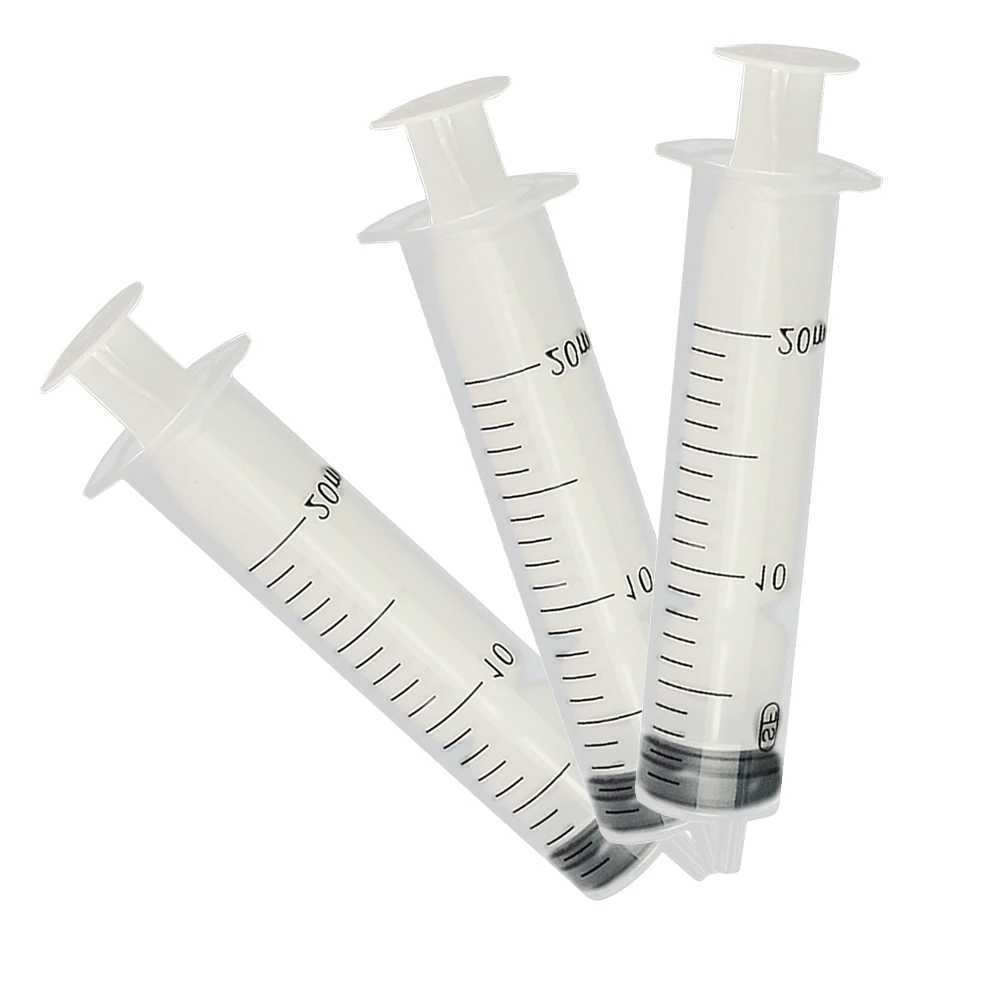 Dog Feeders 50Pcs 1ml 3ml 5ml 10ml 20ml 50mL Plastic No Needle Syringe Measuring Cubs Nutrients Syringe For Ink Cartridge Pets Cat Feeders H250218