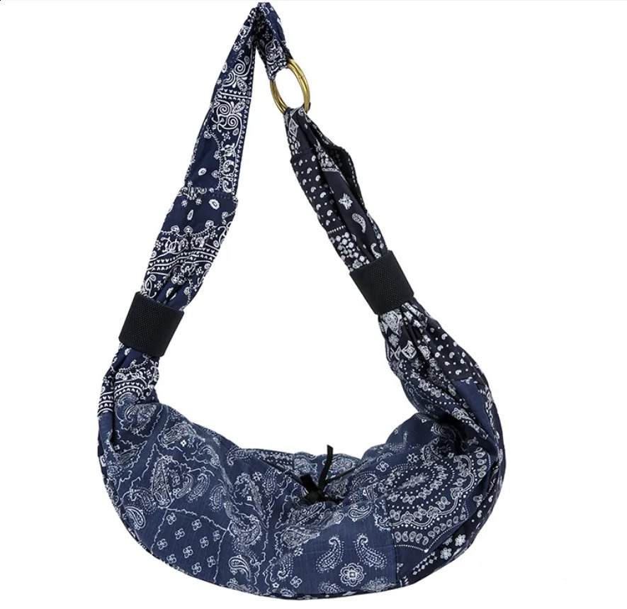 Versatile Travis Scott TS Bandanna Paisley Straddle Bag Hobo Bag Street Bag Chest Bag High Capacity 250214