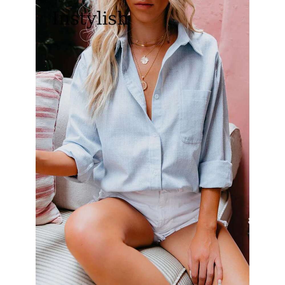 Women Casual Long Sleeve Cotton En Lapel Shirts Vintage Haruku Loose Blouse Office Lady Oversized Tops Elegant Solid Tunics